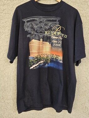 Vintage Bellagio Las Vegas Black Graphic T-Shirt - Men's Souvenir Tee